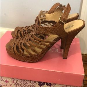 Shoedazzle Platform sling back sandals.